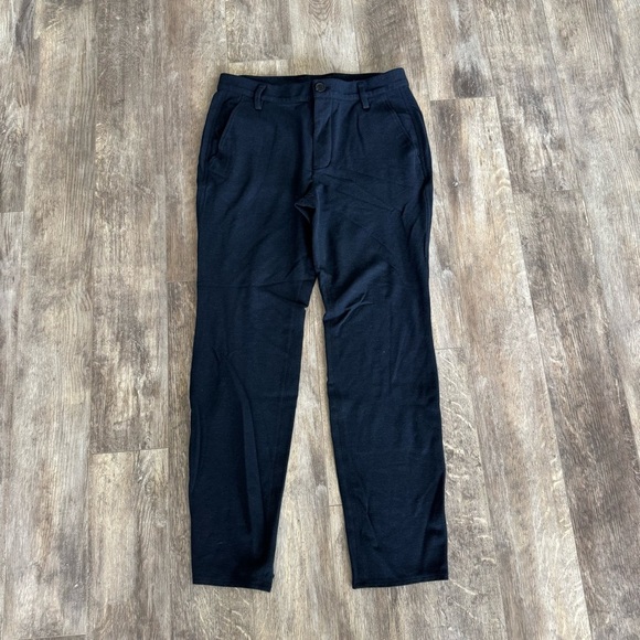 Kit & Ace High Rise Fabric Straight Leg Navy Pants - Picture 8 of 8
